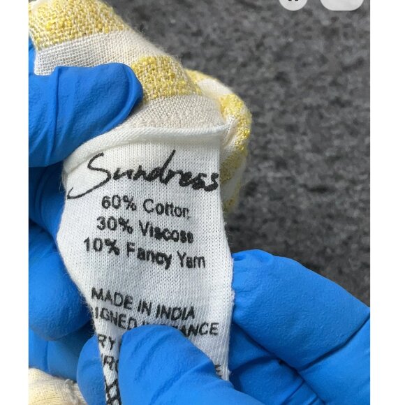 Sundress Pippa Yellow Stripe Pink Pom Pom Tie Shoulder Jumpsuit Romper XS/S EUC - Picture 6 of 8